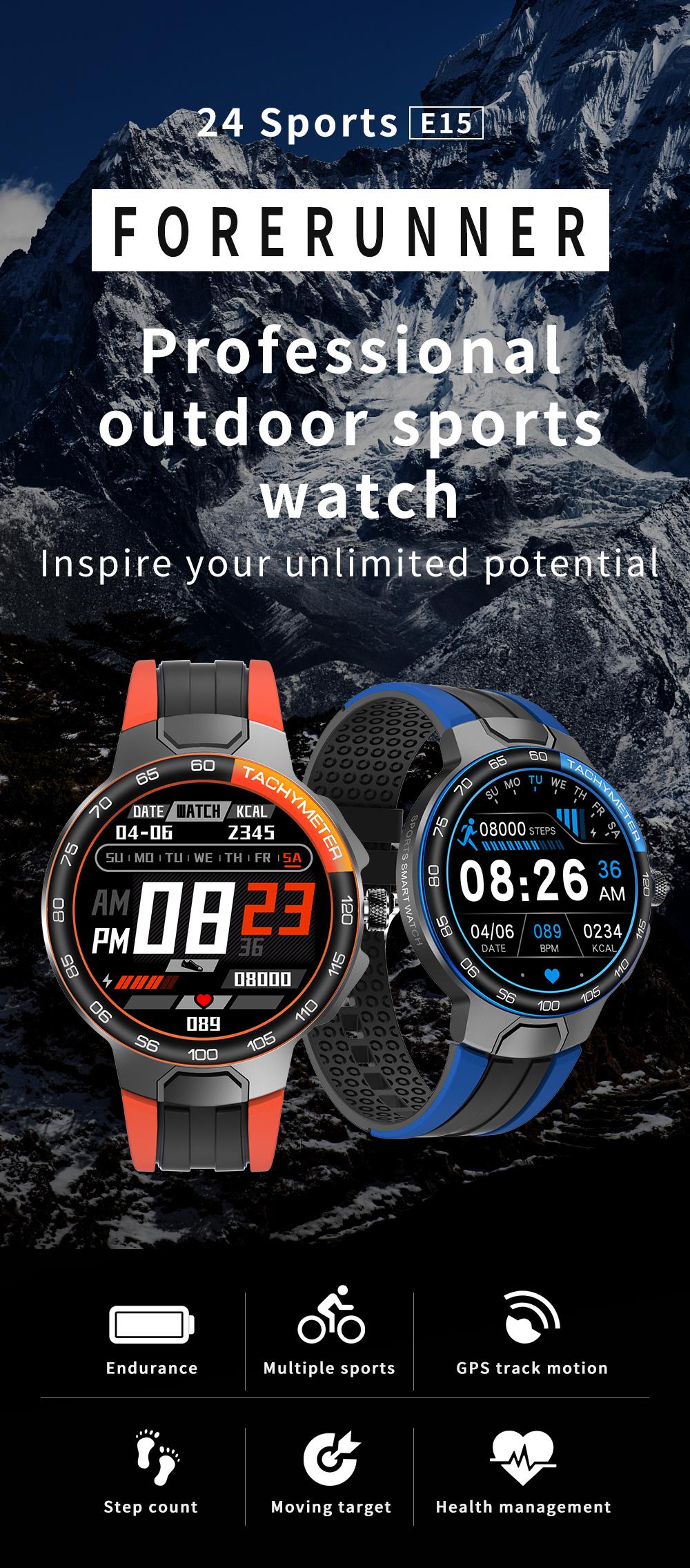 Αδιάβροχο Smartwatch Ρολόι με Μετρητή Παλμών, Απόστασης, Βημάτων, Θερμίδων, Ύπνου, Sport Δραστηριότητες & Ειδοποιήσεις Κινητού - E15